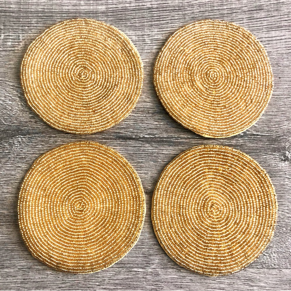 Pottery Barn Gold Beaded Coasters